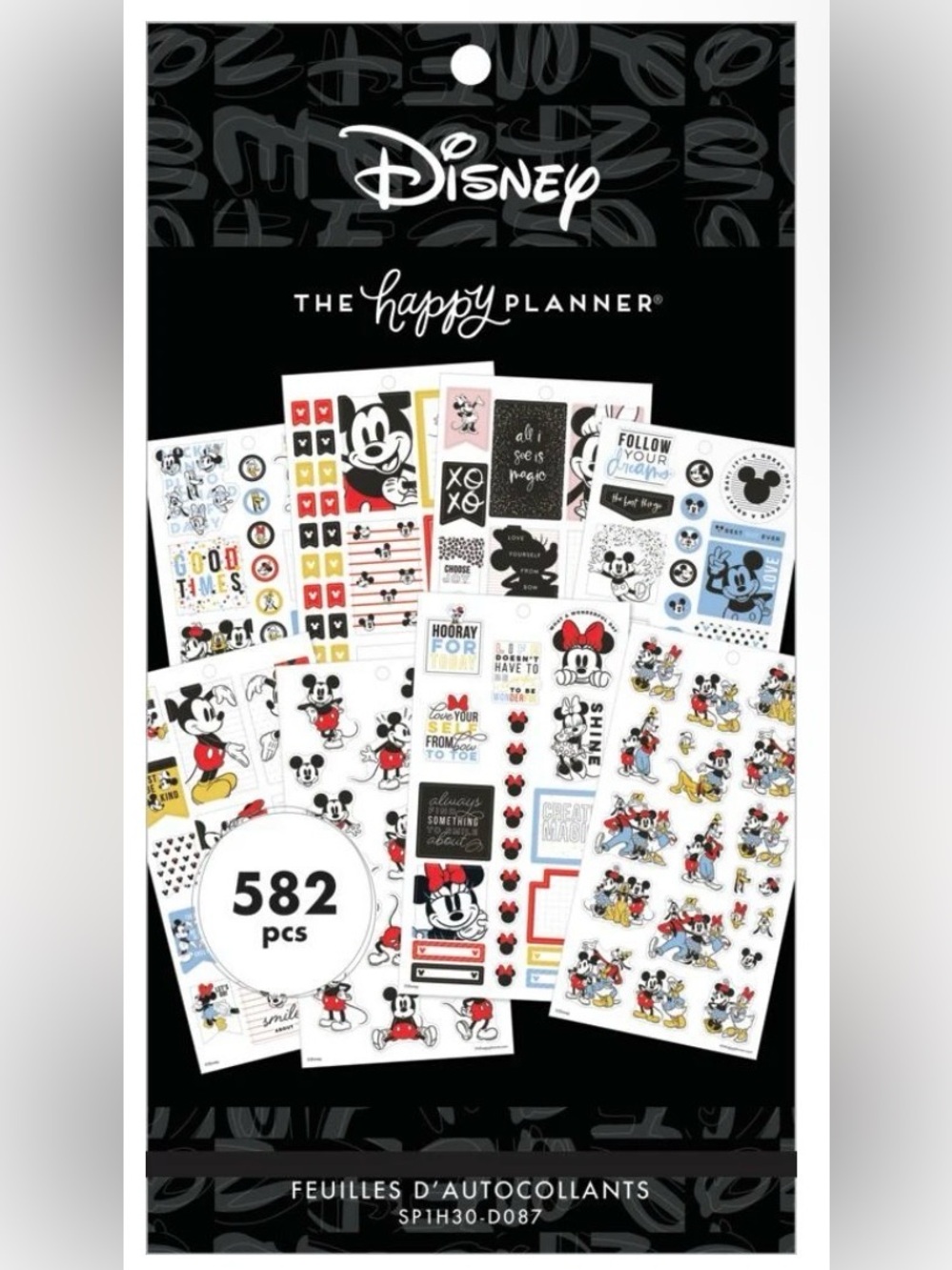Disney The Happy Planner Mickey & Friends Sticker Pack – Black, Red, White